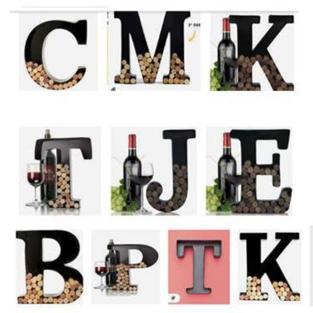 Wine Cork Holder Metal Monogram Letter / Succulent Decoration